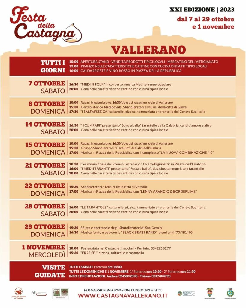 Il programma della XXI Festa della Castagna di Vallerano