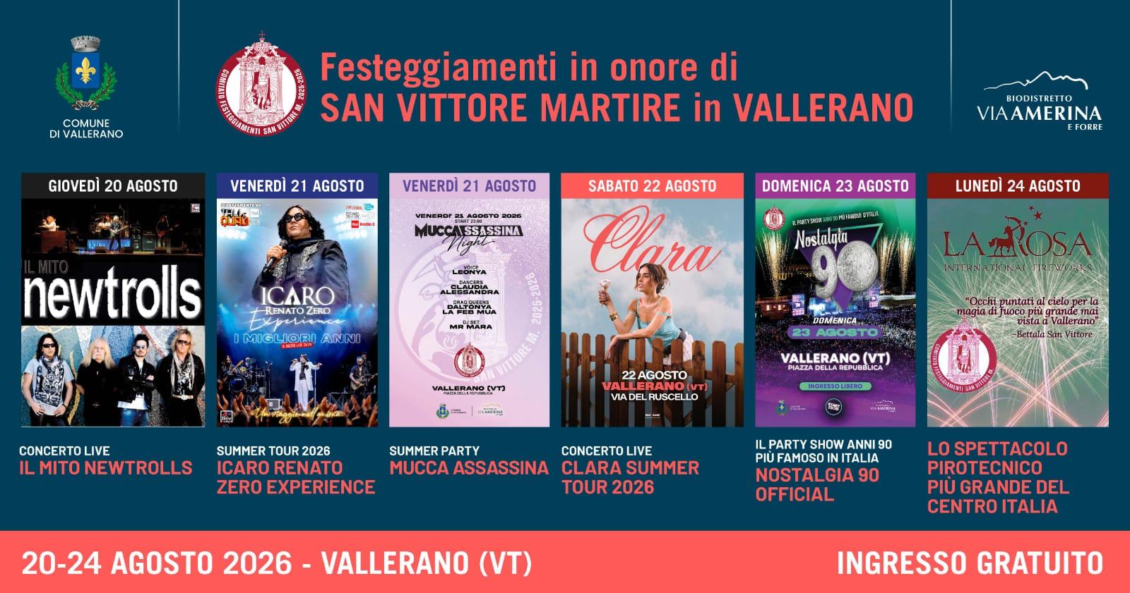 Programma Festa di San Vittore Martire Vallerano 2026