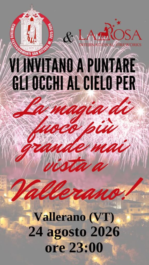 l'immagine contine la locandina dei fuocaroli per la festa di san vittore martire per lo spettacolo pirotecnico